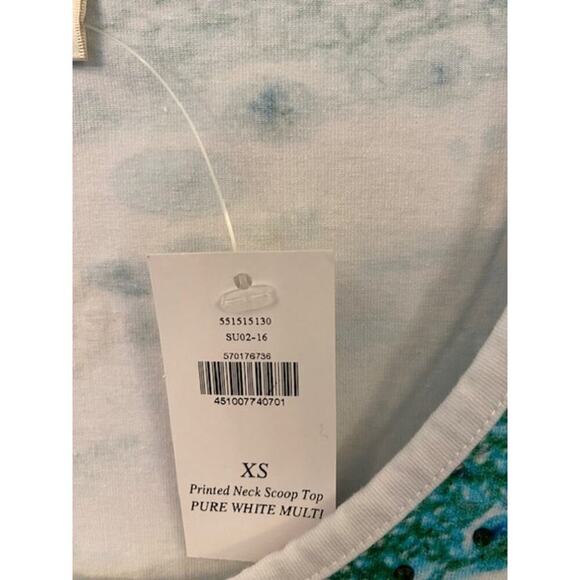 Boston Proper Women’s XS Top Gorgeous White and Turquoise Beaded NWTs - Picture 6 of 8